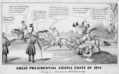 Great presidential steeple chase of 1844: coming in-- odds 10-1 on Old Kentucky, published by A Donnelly, New York, 1844